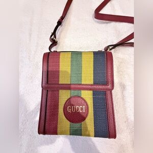 Gucci Red with Striped Crossbody Bag, authentic